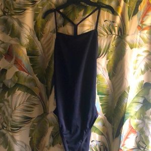 Speedo Women's black sleek one piece swimsuit.